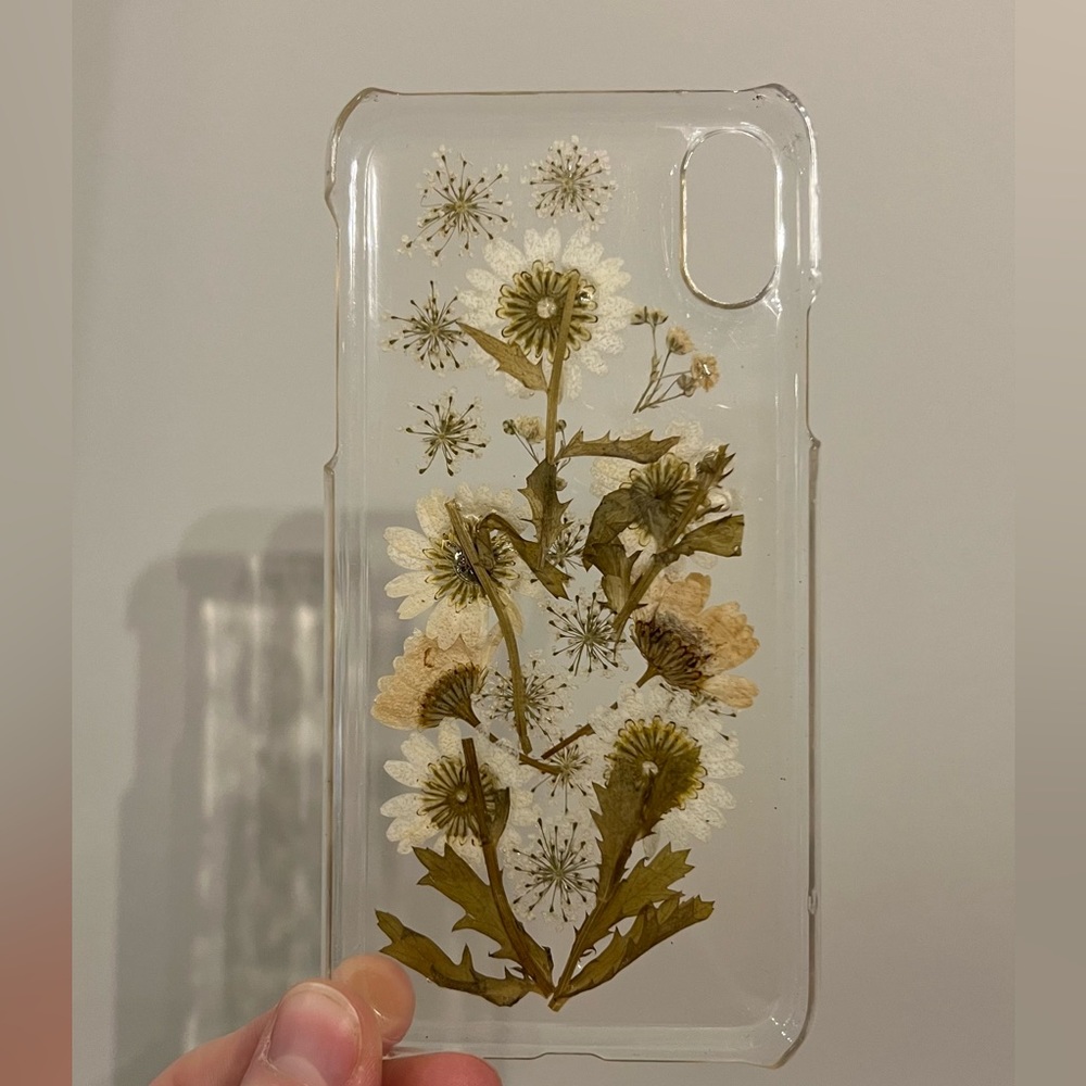 Flower dried and pressed clear phone case for iPhone X